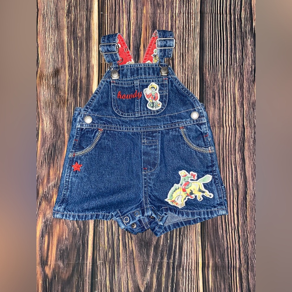 Vintage Baby Gap Cowboy Shortalls Sz XS